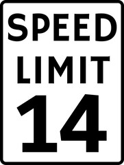 Speed Limit 14 mph Traffic Sign