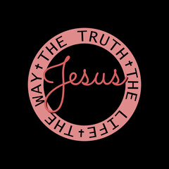 Naklejka premium Jesus, The way, The Truth, The Life icon isolated on black background