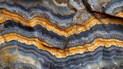 Close-up of banded rock strata
