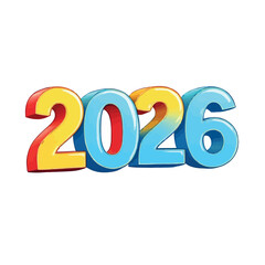 Colorful 3d 2026 number representing new year calendar