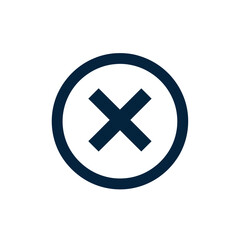 Fototapeta premium A dark blue cross symbol inside a dark blue circle