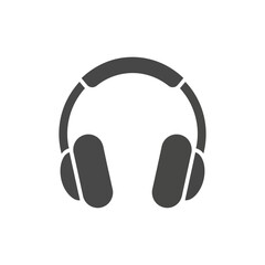 Dark silhouette of modern headphones, symbolizing audio, music, or sound