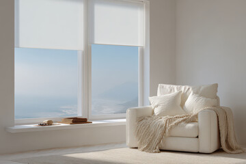 minimalist smart home featuring large that invite gentle morning light inside