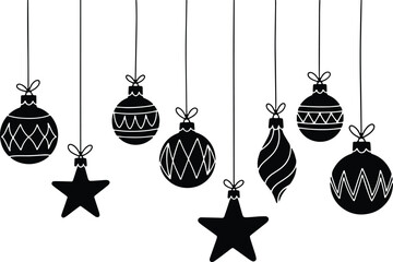 Minimalist black and white christmas ornaments hanging decoration for festive season