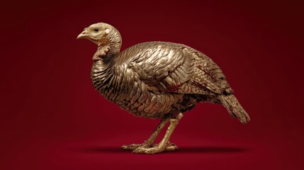 Obraz premium Golden turkey sculpture for holiday gift presentation