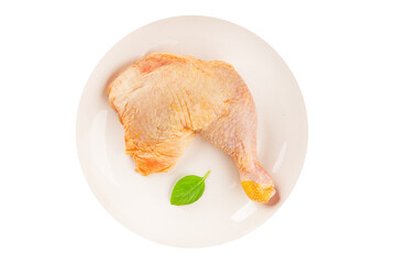 Chicken thigh raw fresh farm meat poultry dish natural product tasty snack fresh delicious gourmet food background on the table rustic top view copy space