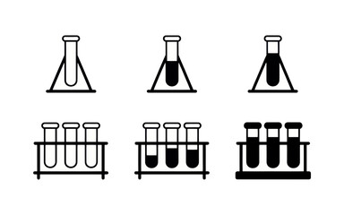 Science test tubes chemistry lab equipment experiment flask beaker research analysis laboratory scientific icon set