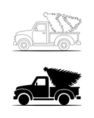 Christmas tree truck vector svg christmas truck silhouette christmas tree svg christmas truck clipart christmas art
