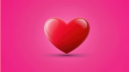 Shiny Red Heart Symbol on Vibrant Pink Background Representing Love and Affection