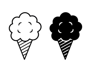 Ice cream cone dessert sweet treat delicious frozen food summer snack black white vector illustration design