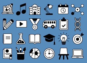 School education learning study knowledge teaching university college science art supplies back to school icons