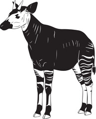 Obraz premium Striking okapi silhouette standing proudly with distinctive zebra-like leg markings wildlife art