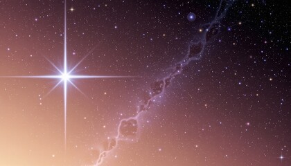 Twinkling Star in the Expansive Night Sky with a Beautiful Cosmic Background and Dusk Horizon