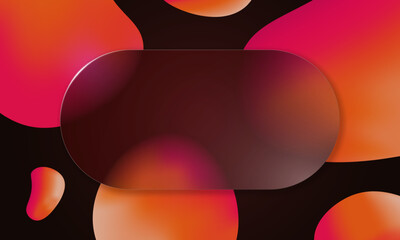 Elegant red and pink glassmorphism composition with frosted liquid glass morphism shape. Modern bubble design ideal for mobile or info panel mockups.