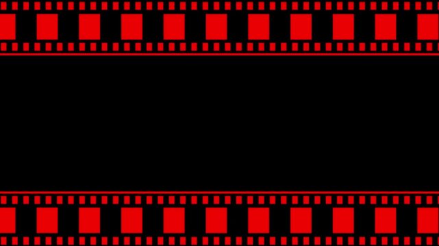 film strip frame for video movie or photo content. Moving film strip animation with classic camera roll on cinematic. Film strip material with empty frame. film strip template for cinema projects.