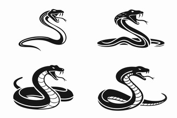 Obraz premium Minimalist python snake icon set with vibrant colors