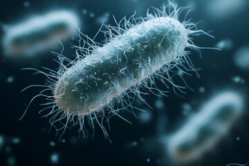 Generative AI visualization of vibrant microscopic bacteria and cellular details in stunning resolution