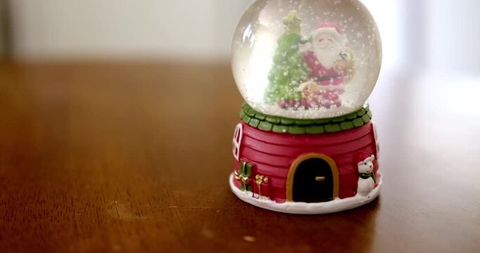 Snow globe with Santa Claus. High quality 4k footage