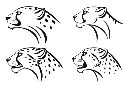Realistic cheetah head icon design with spotted fur detail