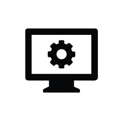 computer screen with gear icon for software automation