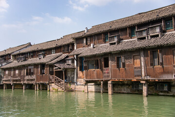 WUZHEN, CHINA, SEP 27, 2015: Old water town on September 27, 2015. Wuzhen Suzhou Jiangsu China Wuzhen Suzhou Jiangsu China is a major city in the southeast of Jiangsu Province in Eastern China