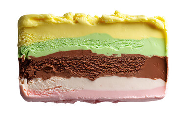 Colorful layered ice cream slice