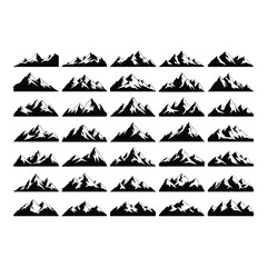 Repeating pattern of black mountain silhouettes against a white background