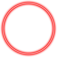 Glowing Neon red Circle Frame on White Background