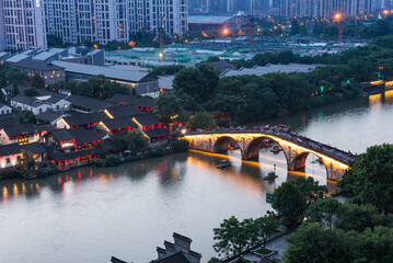 CHINA, Hangzhou - JUN 23: The Grand Canal, a UNESCO World Heritage Site, is the longest artificial river in the world and a famous tourist destination on JUNE 23, 2016 in hangzhou, China.