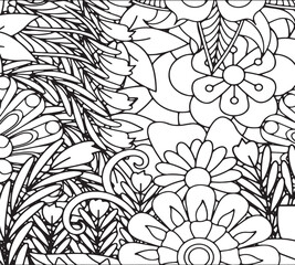 Simple flower coloring pages for adults and kids 