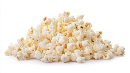 Pile of popcorn on white background. AI image