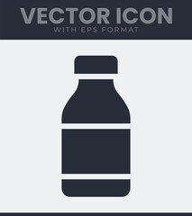 Modern vector icon illustration of a generic bottle with a cap, perfect for branding, packaging