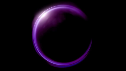 Glowing Purple Neon Energy Ring on Black Background