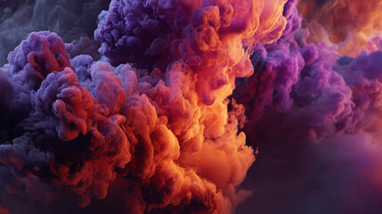Explosive colors of smoke and mist, forming an abstract landscape of vibrant hues. An artistic display of light and color, igniting the imagination