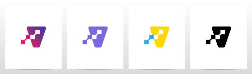 Square Connected Negative Space Letter Logo Design V