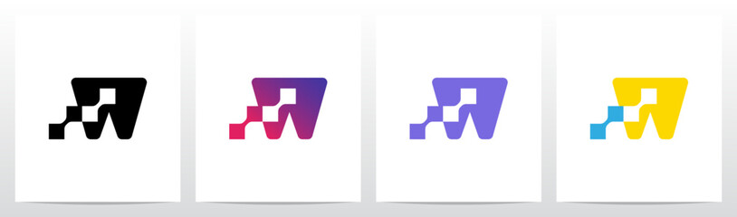 Square Connected Negative Space Letter Logo Design W