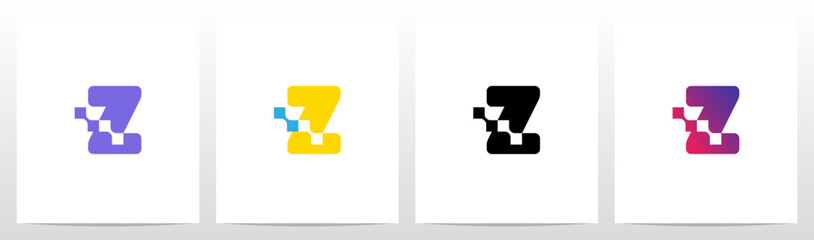 Square Connected Negative Space Letter Logo Design Z