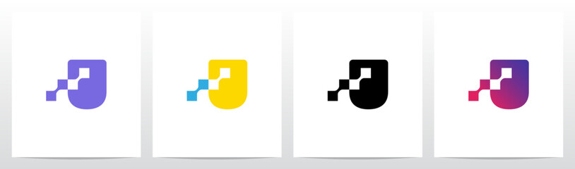 Square Connected Negative Space Letter Logo Design U