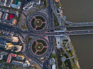 Harbin, CHINA-MAY 05, 2025-Aerial cityscape of Harbin's downtown, is the capital of Heilongjiang, China. It is the largest city of Heilongjiang