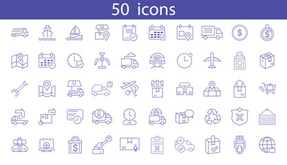 Set of fifty delivery icons
