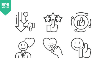 Set Of Feedback Line Icons. Set contains such icons as Feedback, Rating, Like, Dislike, Comment, and more.
