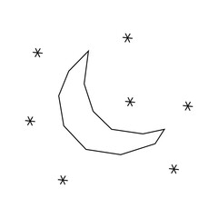 moon and stars line art drawing