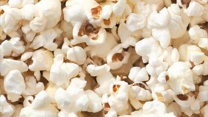 Rotating background and texture of popcorn video from top view in slow mode.