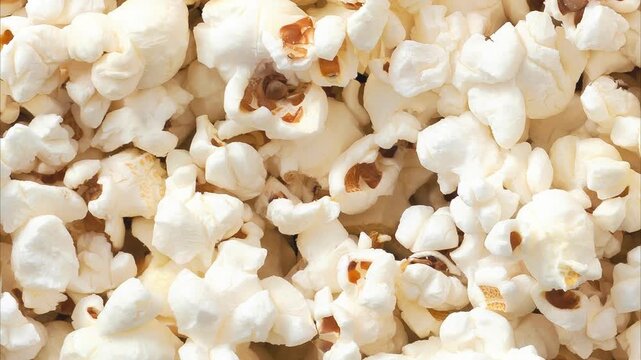 Rotating background and texture of popcorn video from top view in slow mode.
