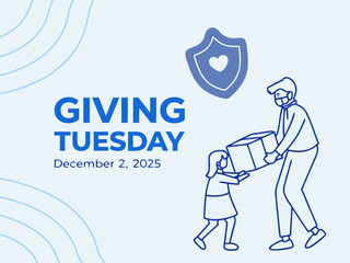 Giving Tuesday 2025 Father and Daughter Donate with Mask Shield Symbolizing Protection and Care