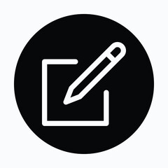 Fototapeta premium Edit Writing Pencil Square Symbol Isolated Circular Vector Icon.