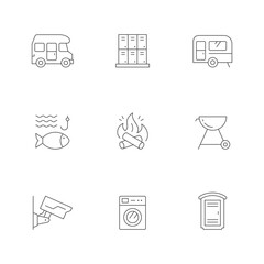 Set line icons of camping services