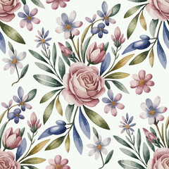 seamless pattern with pink flowers
