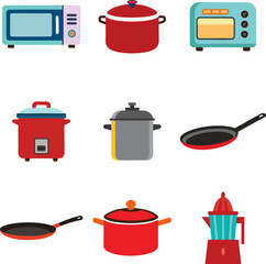 set of kitchen utensils vector art elements