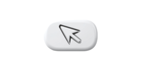 White Click Icon with Arrow Cursor for User Interface Design